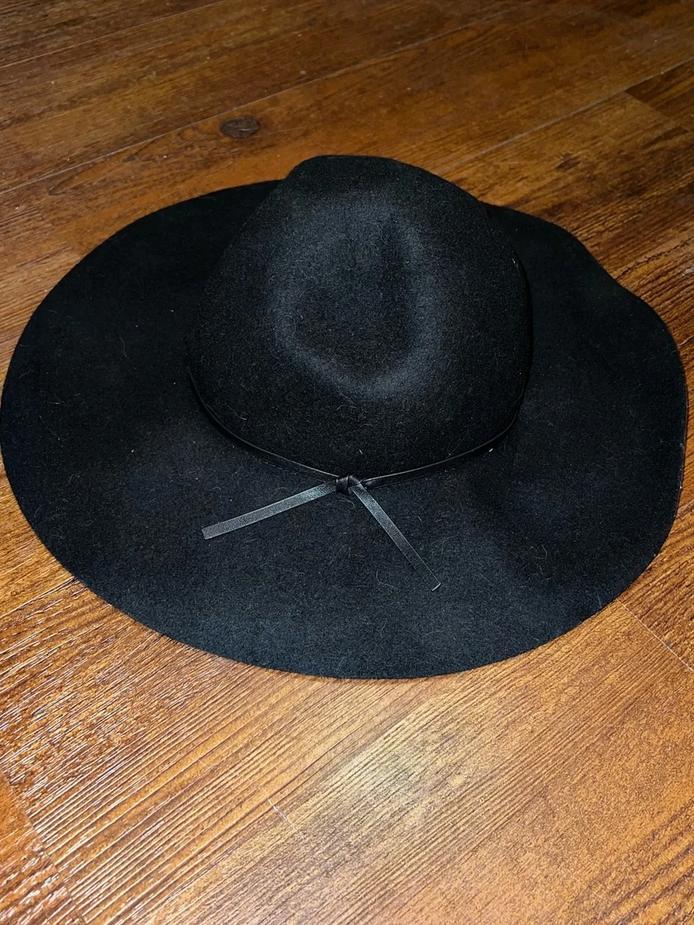 A New Day Black Boho Chic Wide Brim Floppy Felt Hat One Size